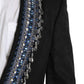 Elegant Black Brocade Two-Piece Wool Suit