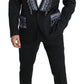 Elegant Black Brocade Two-Piece Wool Suit