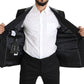 Elegant Black Brocade Two-Piece Wool Suit