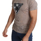 Chic Brown Cotton Stretch Round Neck Tee