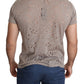 Chic Brown Cotton Stretch Round Neck Tee