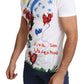 Chic White Cotton T-Shirt with Unique Print