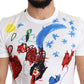 Chic White Cotton T-Shirt with Unique Print
