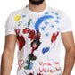 Chic White Cotton T-Shirt with Unique Print