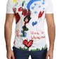 Chic White Cotton T-Shirt with Unique Print