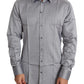 Elegant Gray Slim Fit Cotton Dress Shirt