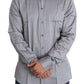 Elegant Gray Slim Fit Cotton Dress Shirt