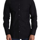 Sleek Black Cotton Dress Shirt