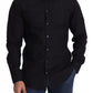 Sleek Black Cotton Dress Shirt