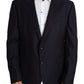 Elegant Black Virgin Wool Men's Blazer