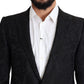 Elegant Black Floral Martini Blazer Jacket
