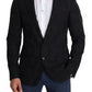 Elegant Black Floral Martini Blazer Jacket