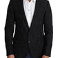 Elegant Black Floral Martini Blazer Jacket