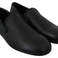 Elegant Black Leather Classic Loafers