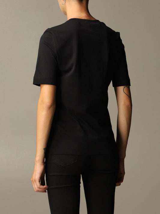 Black Cotton Women T-Shirt