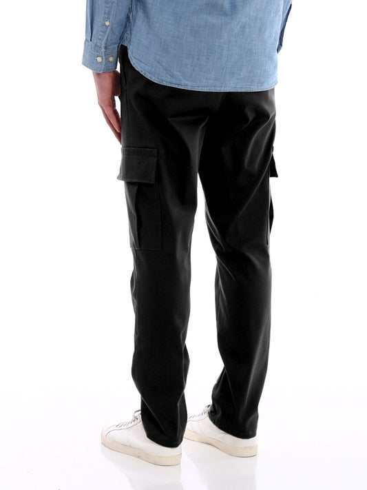 Sleek Black Cotton Stretch Cargo Pants