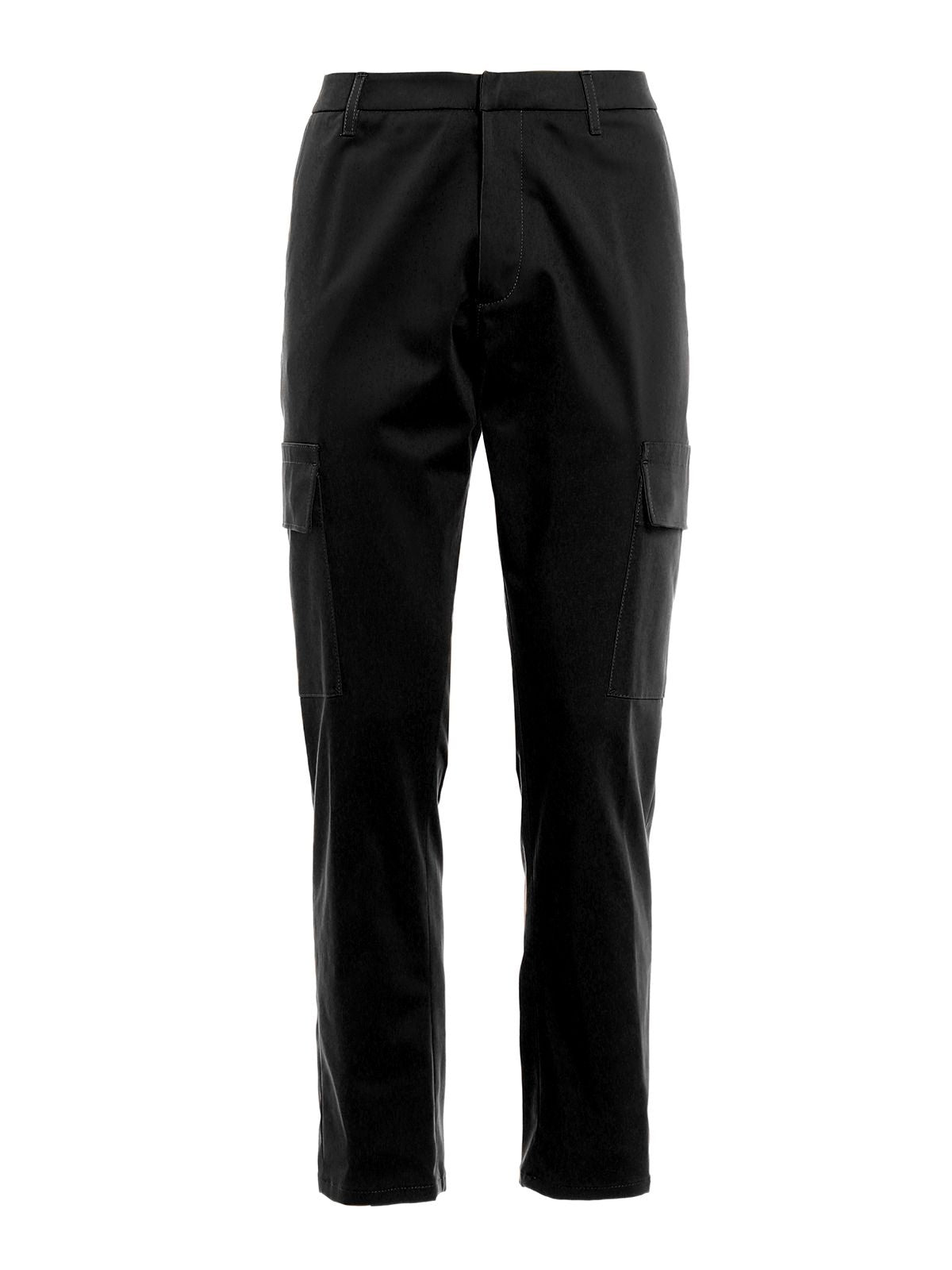 Sleek Black Cotton Stretch Cargo Pants