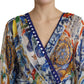 Majolica Print Silk Wrap Midi Dress
