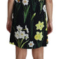 Elegant Black Floral Shift Mini Dress