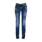 Elegant Stretch Cotton Jeans with Leather Patch