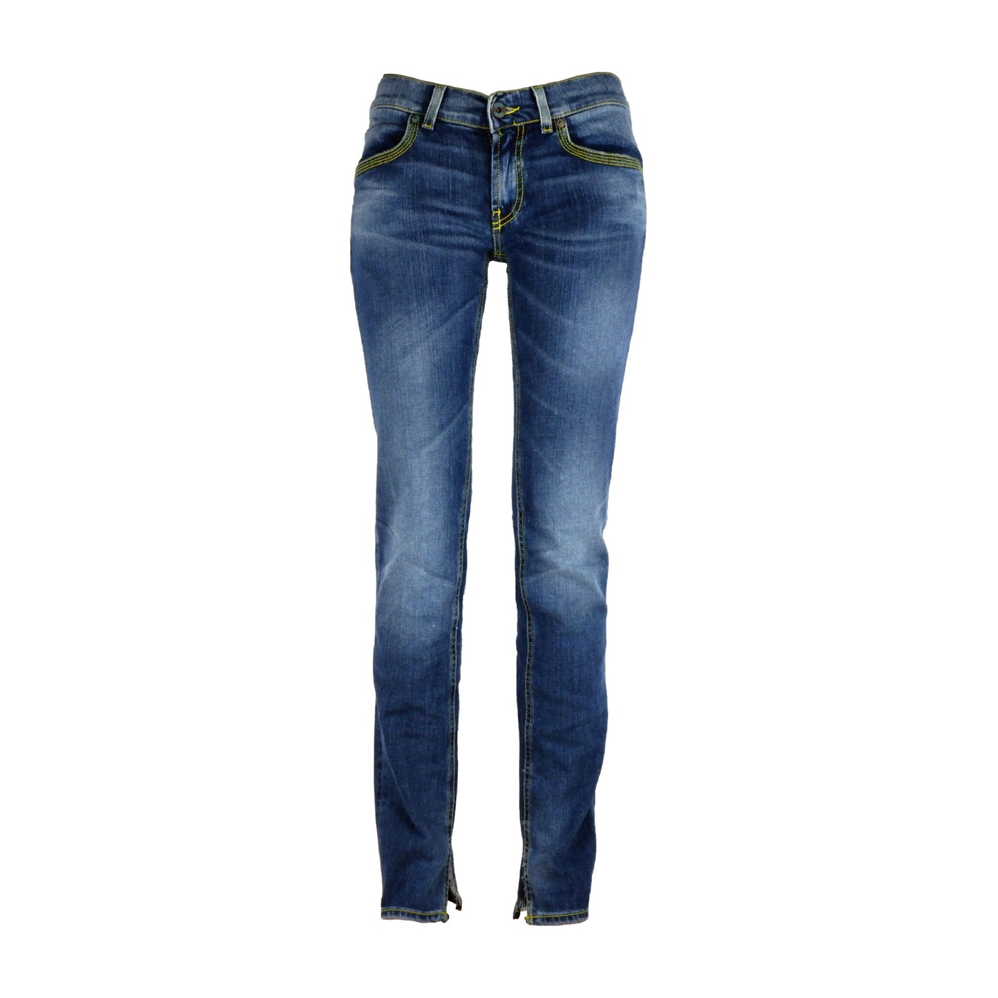 Elegant Stretch Cotton Jeans with Leather Patch