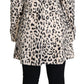 Elegant Leopard Print Faux Fur Trench Coat