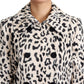 Elegant Leopard Print Faux Fur Trench Coat