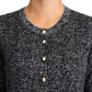 Elegant Chevron Wool Cardigan with Logo Buttons