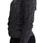 Elegant Chevron Wool Cardigan with Logo Buttons