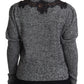 Elegant Grey Cashmere Lace-Trim Sweater