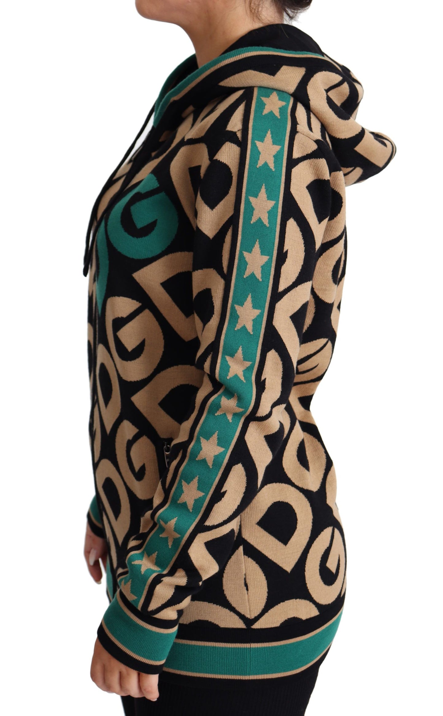 Multicolor Virgin Wool Hooded Sweater
