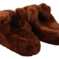 Teddy Bear Embellished Brown Loafers