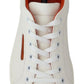 Chic White & Orange Low Top Leather Sneakers