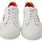 Chic White & Orange Low Top Leather Sneakers