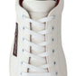 Elegant Low-Top Leather Sneakers in White & Bordeaux
