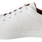 Elegant Low-Top Leather Sneakers in White & Bordeaux