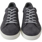 Elegant Gray Leather Sneakers