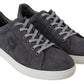 Elegant Gray Leather Sneakers