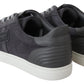 Elegant Gray Leather Sneakers