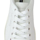 Chic White & Yellow Leather Low-Top Sneakers