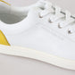 Chic White & Yellow Leather Low-Top Sneakers