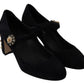 Elegant Suede Mary Janes with Crystal Heels