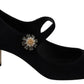 Elegant Suede Mary Janes with Crystal Heels