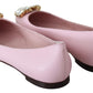 Crystal-Embellished Pink Leather Flats