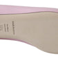 Crystal-Embellished Pink Leather Flats