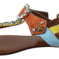 Multicolor Crystal Embellished Flat Sandals