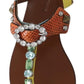 Multicolor Crystal Embellished Flat Sandals