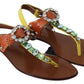 Multicolor Crystal Embellished Flat Sandals