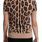 Elegant Leopard Print Wool Turtleneck Top
