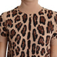Elegant Leopard Print Wool Turtleneck Top